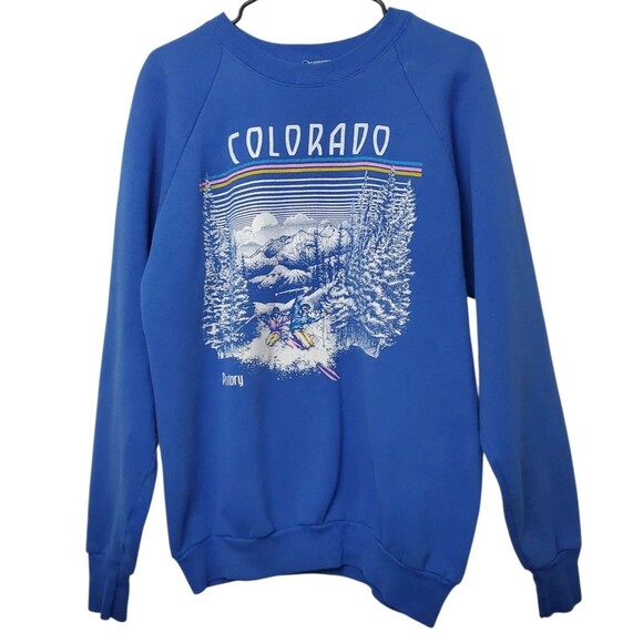 Fruit Of The Loom Blue Colorado Purgatory Double Sided Graphic Sweatshirt XL VTG - Picture 1 of 10